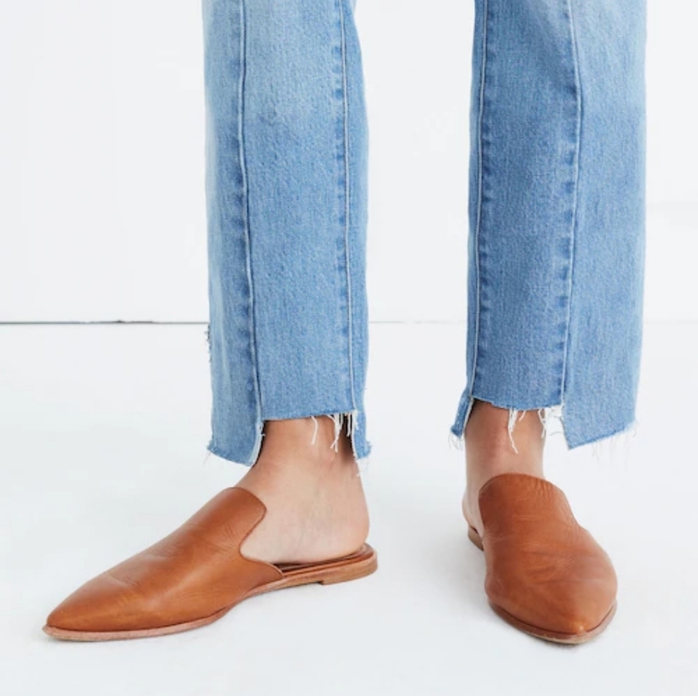 Madewell Tan Leather Pointed-Toe Mules